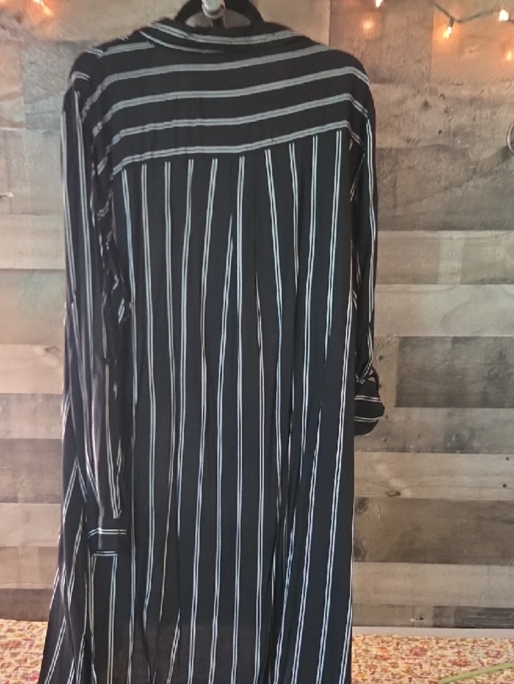 Long Black/ Striped Open Cardigan 3x - Picture 5 of 5